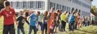 Kinder auf der Spielwiese in der Jugendherberge Eichstätt