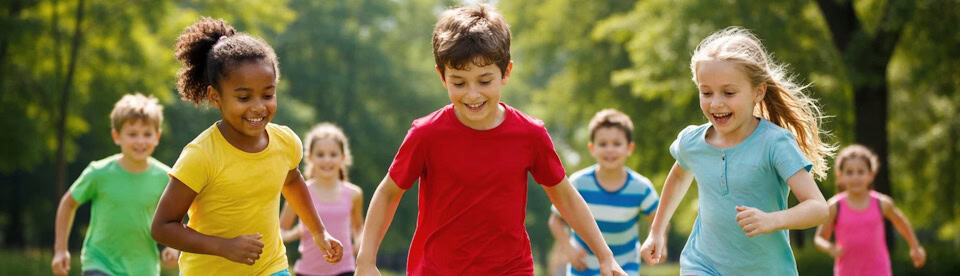 Kinder bei Sportspielen draußen