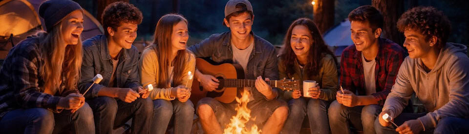 Jugendliche am Lagerfeuer