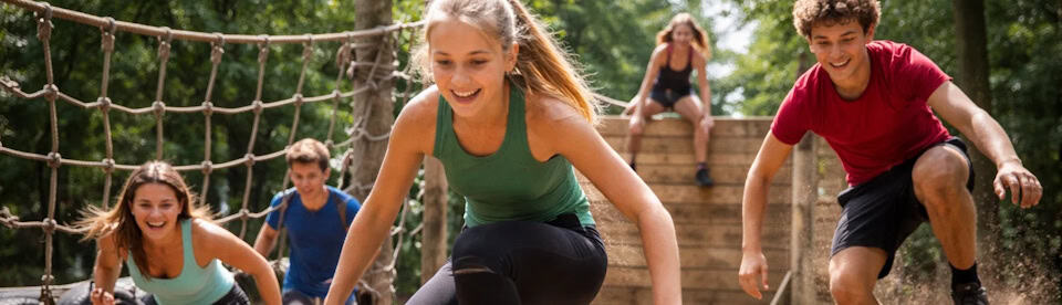 Teilnehmer beim Hindernisparcours