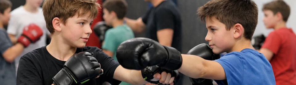 Zwei Jungs beim Boxen