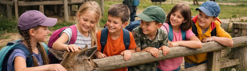 Kinder beim Besuch im Tierpark