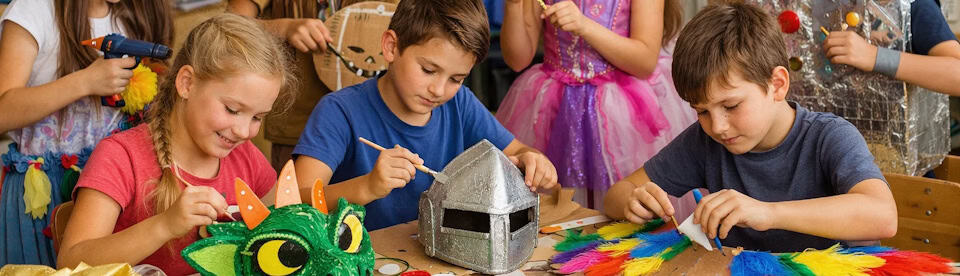 Kinder beim Kostüme basteln