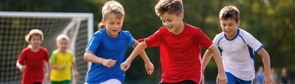 Jungs beim Fußball spielen im Fußballcamp Bautzen