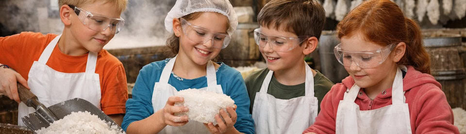 Kinder in der Salzwerkstatt
