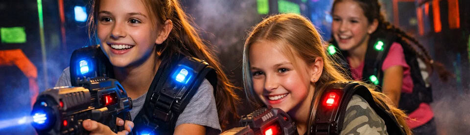 Mädchen beim Lasertag spielen