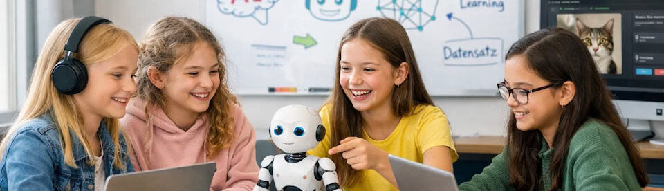 Mädchen experimentieren mit künstlicher Intelligenz