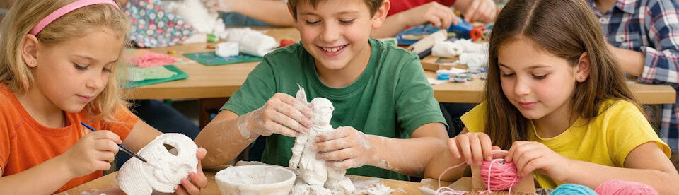 Kinder bei den Kreativworkshops