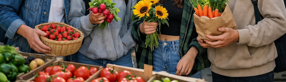 Teilnehmer auf dem Wochenmarkt