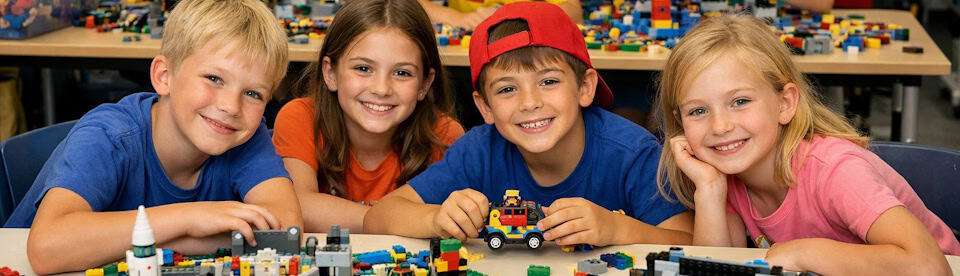 Vier Kinder im Legocamp