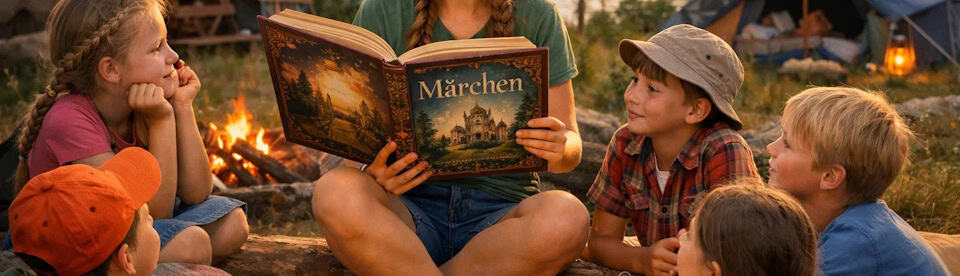 Kinder bei einer Märchenstunde