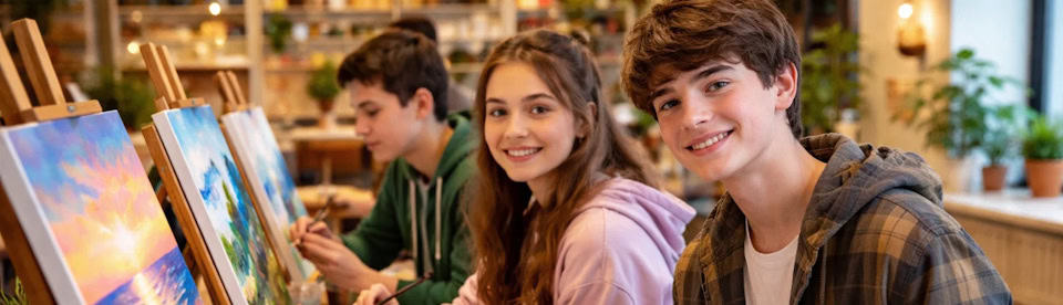Jugendliche im Malcafé