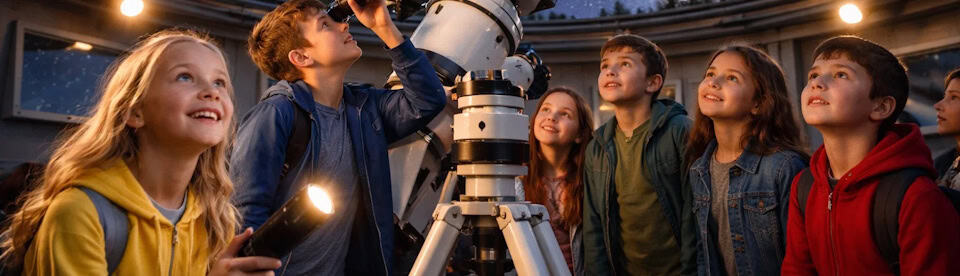 Kinder bei der Himmelserkundung in der Sternwarte