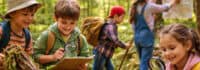 Kinder beim Entdecken im Wald