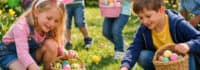 Kinder am Eier suchen