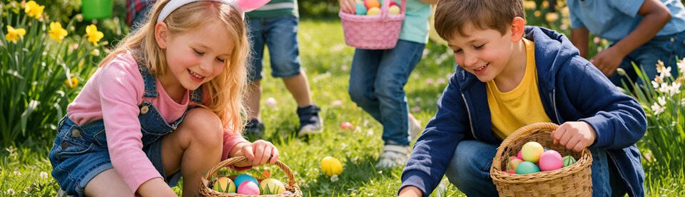 Kinder am Eier suchen