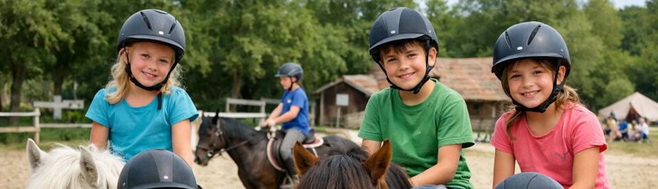 Kinder in den Reiterferien auf dem Pferd