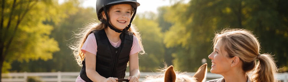 Ein Mädchen reitet zum ersten Mal