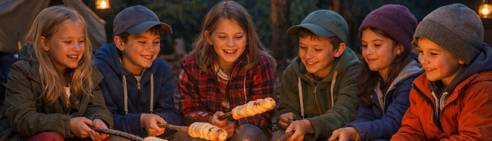 Kinder am Lagerfeuer