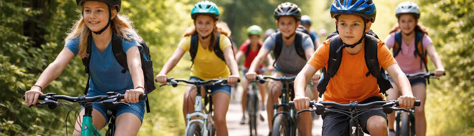 Eine Gruppe beim Fahrrad fahren