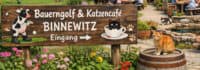 Bauerngolf und Katzencafé Binnewitz Schild