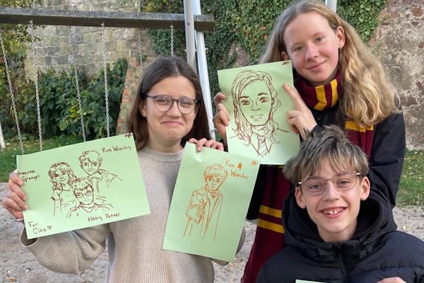 Harry Potter Zeichnung von drei Jugendlichen