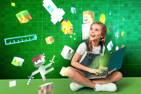 Mädchen lachend, virtuelle Welt Adventure Game Creator