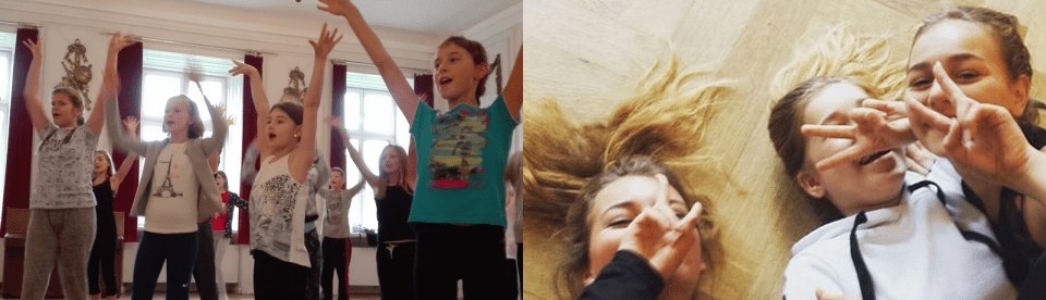 Kinder haben eine Menge Spaß beim Musical