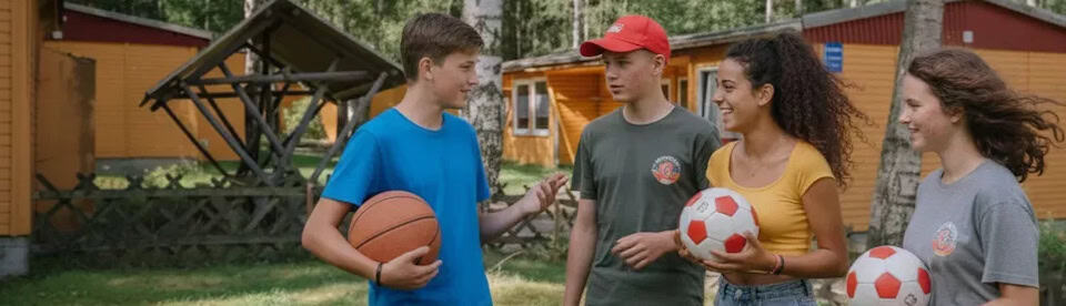 Teilnehmende mit Bällen in der Hand