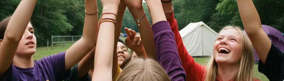 Teilenhmende lachen gemeinsam bei einem Spiel