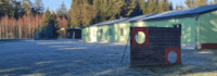 Haus im Wald mit Torschusswand