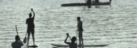 Menschen auf SUP´s im See
