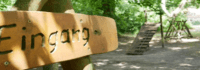 Holzschild Eingang