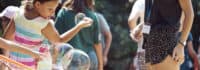 Kinder machen Riesen Seifenblasen im Englisch Tagescamp Berlin