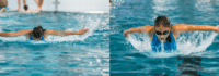 Zwei Kinder schwimmen