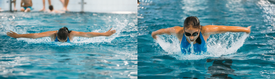 Zwei Kinder schwimmen