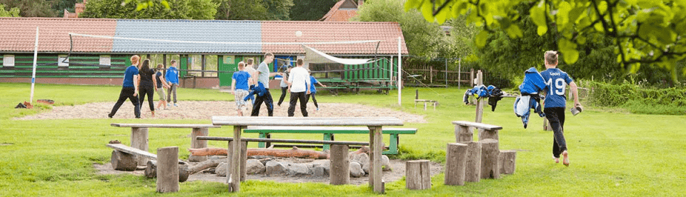 Spielende Jugendliche auf einer Wiese