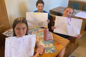 Selbsterstellte Poster werden stolz gezeigt