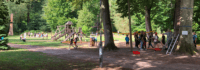 Wald mit Jugendlichen und Kindern