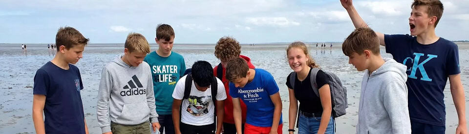 Eine Gruppe bei Spielen am Strand